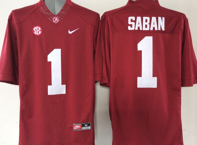 Men's Alabama Crimson Tide Nick Saban #1 Crimson Jersey